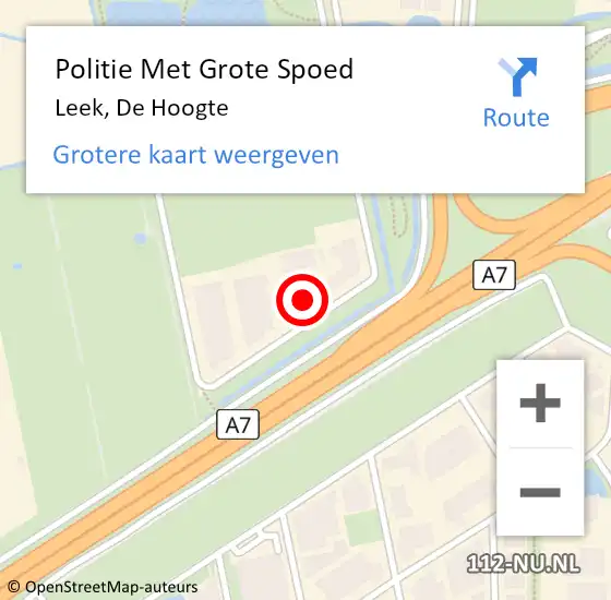 Locatie op kaart van de 112 melding: Politie Met Grote Spoed Naar Leek, De Hoogte op 29 september 2022 03:12