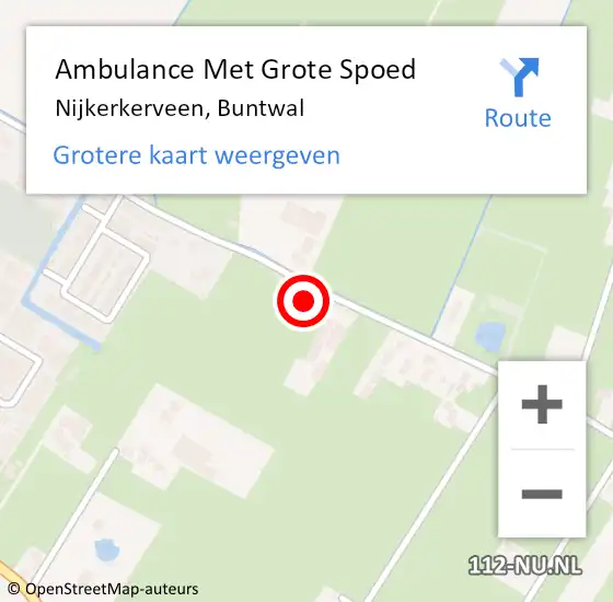 Locatie op kaart van de 112 melding: Ambulance Met Grote Spoed Naar Nijkerkerveen, Buntwal op 29 september 2022 04:14