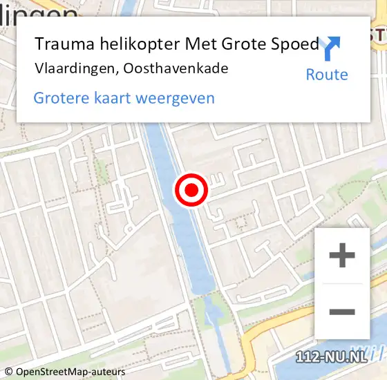 Locatie op kaart van de 112 melding: Trauma helikopter Met Grote Spoed Naar Vlaardingen, Oosthavenkade op 29 september 2022 05:01