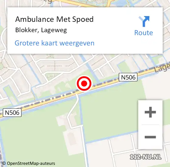 Locatie op kaart van de 112 melding: Ambulance Met Spoed Naar Blokker, Lageweg op 29 september 2022 07:09