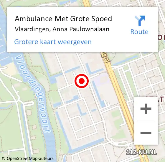 Locatie op kaart van de 112 melding: Ambulance Met Grote Spoed Naar Vlaardingen, Anna Paulownalaan op 30 juli 2014 19:16