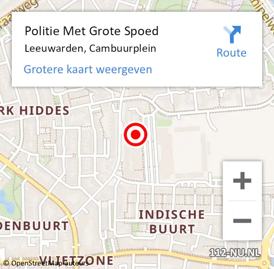 Locatie op kaart van de 112 melding: Politie Met Grote Spoed Naar Leeuwarden, Cambuurplein op 29 september 2022 08:24