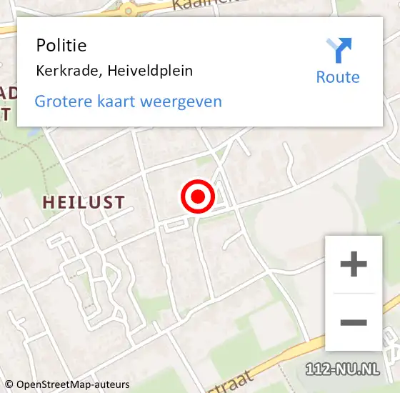 Locatie op kaart van de 112 melding: Politie Kerkrade, Heiveldplein op 29 september 2022 08:31