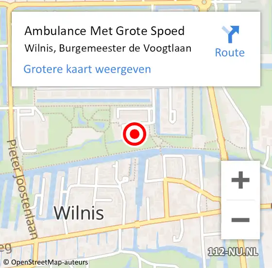 Locatie op kaart van de 112 melding: Ambulance Met Grote Spoed Naar Wilnis, Burgemeester de Voogtlaan op 29 september 2022 08:50