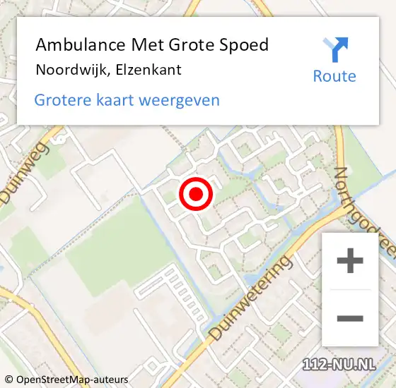 Locatie op kaart van de 112 melding: Ambulance Met Grote Spoed Naar Noordwijk, Elzenkant op 29 september 2022 08:56