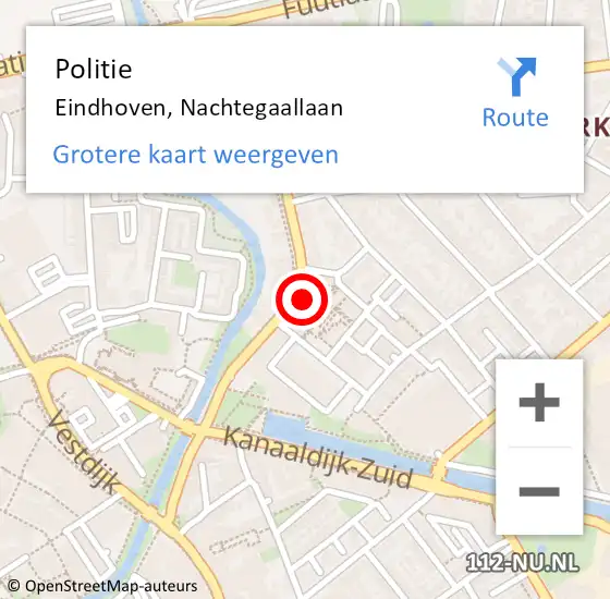 Locatie op kaart van de 112 melding: Politie Eindhoven, Nachtegaallaan op 29 september 2022 09:05