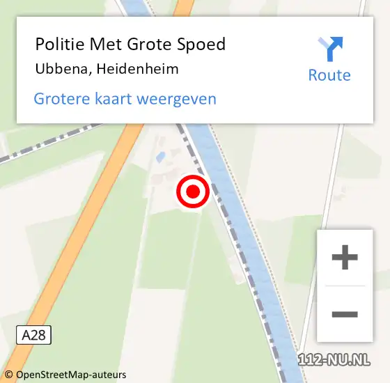 Locatie op kaart van de 112 melding: Politie Met Grote Spoed Naar Ubbena, Heidenheim op 29 september 2022 09:07