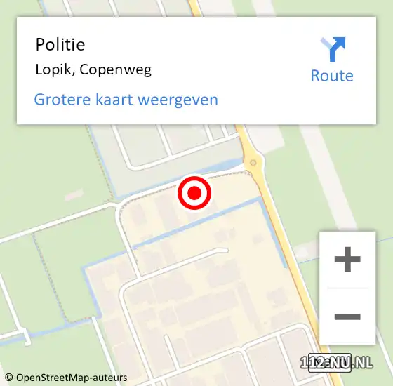 Locatie op kaart van de 112 melding: Politie Lopik, Copenweg op 29 september 2022 09:31