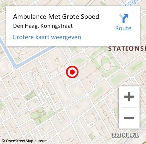 Locatie op kaart van de 112 melding: Ambulance Met Grote Spoed Naar Den Haag, Koningstraat op 29 september 2022 09:35