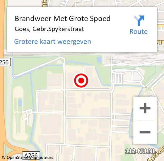 Locatie op kaart van de 112 melding: Brandweer Met Grote Spoed Naar Goes, Gebr.Spykerstraat op 29 september 2022 09:47