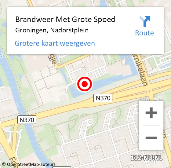 Locatie op kaart van de 112 melding: Brandweer Met Grote Spoed Naar Groningen, Nadorstplein op 29 september 2022 09:51