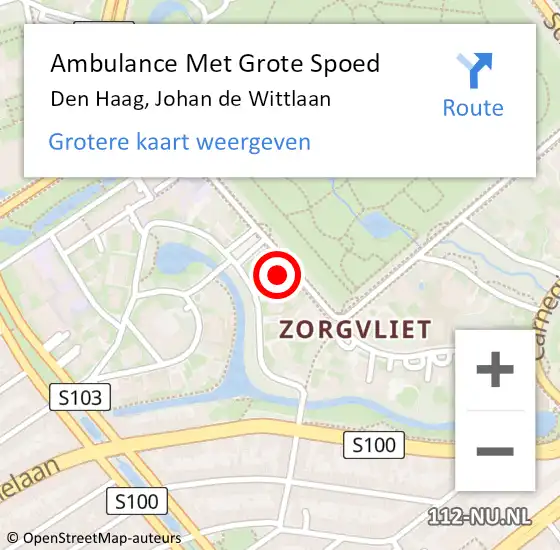 Locatie op kaart van de 112 melding: Ambulance Met Grote Spoed Naar Den Haag, Johan de Wittlaan op 29 september 2022 10:01