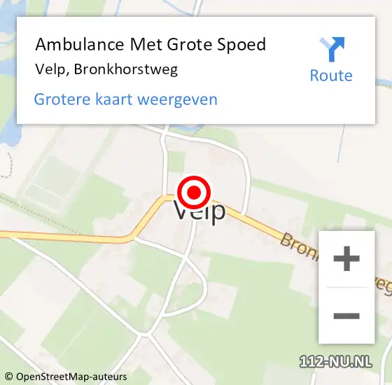 Locatie op kaart van de 112 melding: Ambulance Met Grote Spoed Naar Velp, Bronkhorstweg op 29 september 2022 10:15