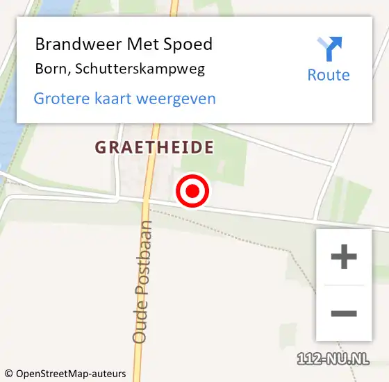 Locatie op kaart van de 112 melding: Brandweer Met Spoed Naar Born, Schutterskampweg op 29 september 2022 10:26