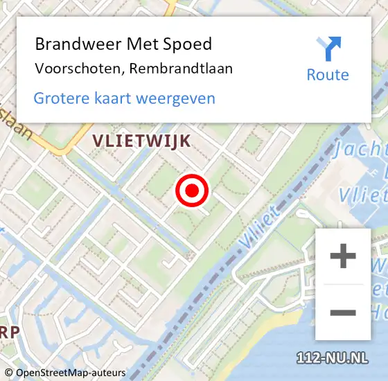 Locatie op kaart van de 112 melding: Brandweer Met Spoed Naar Voorschoten, Rembrandtlaan op 29 september 2022 10:26