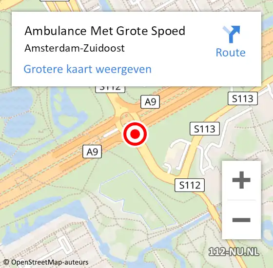 Locatie op kaart van de 112 melding: Ambulance Met Grote Spoed Naar Amsterdam-Zuidoost op 29 september 2022 10:51