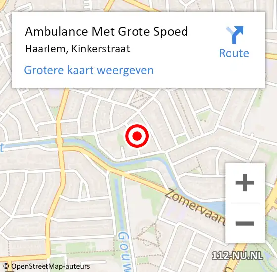 Locatie op kaart van de 112 melding: Ambulance Met Grote Spoed Naar Haarlem, Kinkerstraat op 29 september 2022 11:10