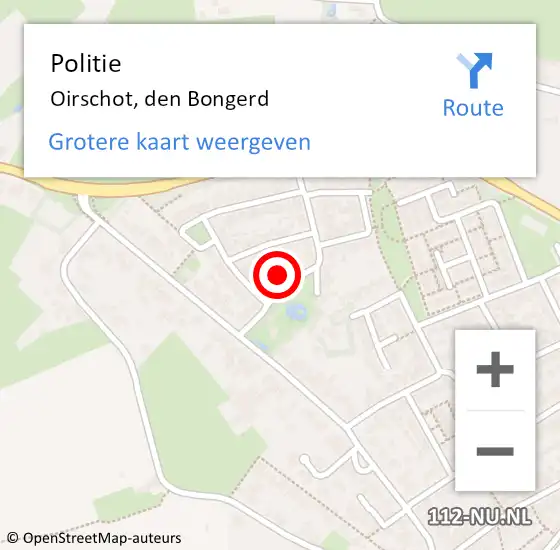 Locatie op kaart van de 112 melding: Politie Oirschot, den Bongerd op 29 september 2022 11:37