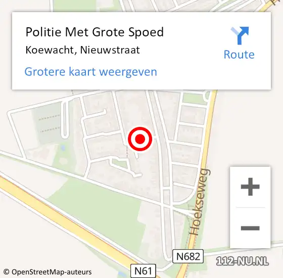 Locatie op kaart van de 112 melding: Politie Met Grote Spoed Naar Koewacht, Nieuwstraat op 29 september 2022 11:39