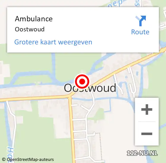 Locatie op kaart van de 112 melding: Ambulance Oostwoud op 29 september 2022 11:48