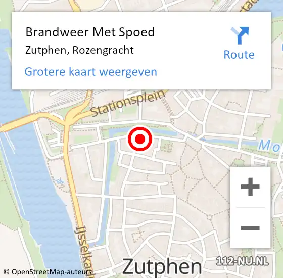 Locatie op kaart van de 112 melding: Brandweer Met Spoed Naar Zutphen, Rozengracht op 29 september 2022 12:05