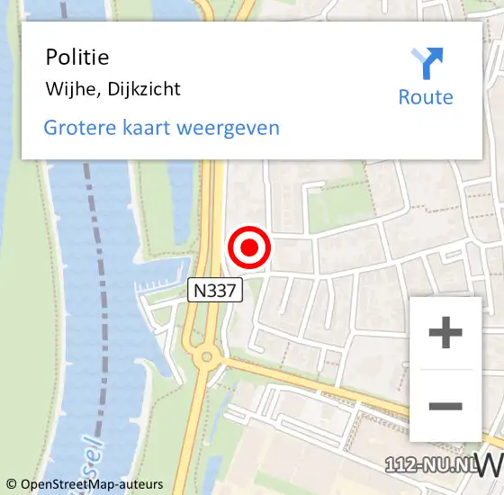 Locatie op kaart van de 112 melding: Politie Wijhe, Dijkzicht op 29 september 2022 12:08
