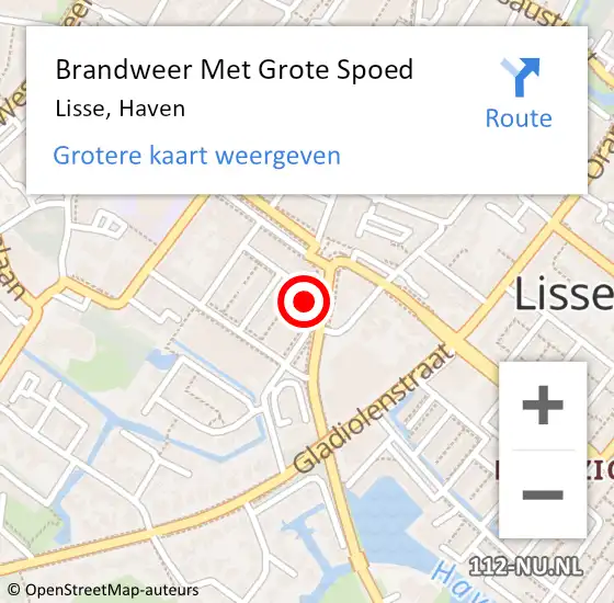 Locatie op kaart van de 112 melding: Brandweer Met Grote Spoed Naar Lisse, Haven op 29 september 2022 12:14