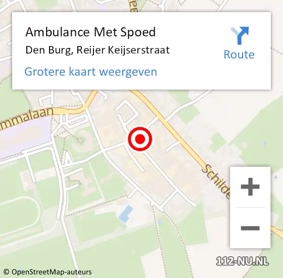 Locatie op kaart van de 112 melding: Ambulance Met Spoed Naar Den Burg, Reijer Keijserstraat op 29 september 2022 12:17