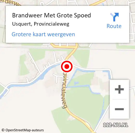 Locatie op kaart van de 112 melding: Brandweer Met Grote Spoed Naar Usquert, Provincialeweg op 29 september 2022 12:31