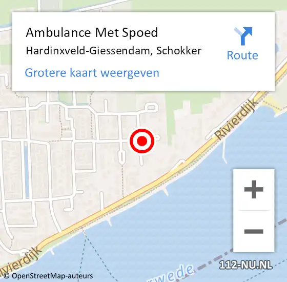 Locatie op kaart van de 112 melding: Ambulance Met Spoed Naar Hardinxveld-Giessendam, Schokker op 29 september 2022 12:44