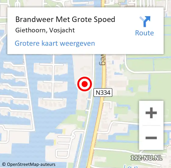 Locatie op kaart van de 112 melding: Brandweer Met Grote Spoed Naar Giethoorn, Vosjacht op 29 september 2022 12:54