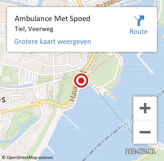 Locatie op kaart van de 112 melding: Ambulance Met Spoed Naar Tiel, Veerweg op 29 september 2022 12:59