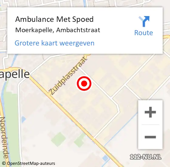 Locatie op kaart van de 112 melding: Ambulance Met Spoed Naar Moerkapelle, Ambachtstraat op 29 september 2022 13:12