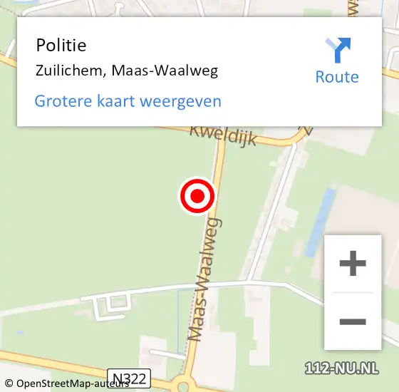 Locatie op kaart van de 112 melding: Politie Zuilichem, Maas-Waalweg op 29 september 2022 13:13