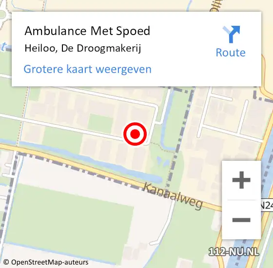 Locatie op kaart van de 112 melding: Ambulance Met Spoed Naar Heiloo, De Droogmakerij op 29 september 2022 13:14