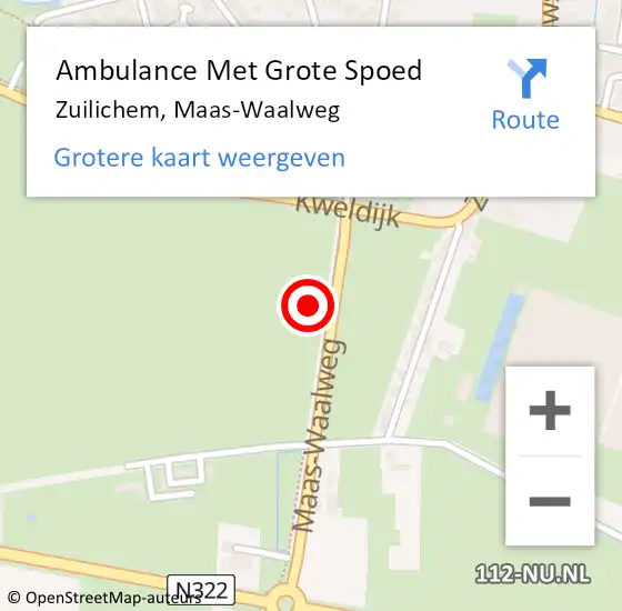 Locatie op kaart van de 112 melding: Ambulance Met Grote Spoed Naar Zuilichem, Maas-Waalweg op 29 september 2022 13:14