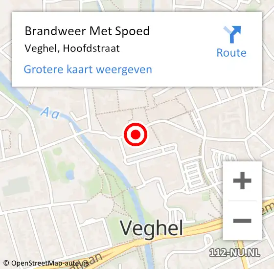 Locatie op kaart van de 112 melding: Brandweer Met Spoed Naar Veghel, Hoofdstraat op 29 september 2022 13:16