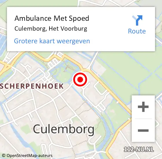 Locatie op kaart van de 112 melding: Ambulance Met Spoed Naar Culemborg, Het Voorburg op 29 september 2022 13:22