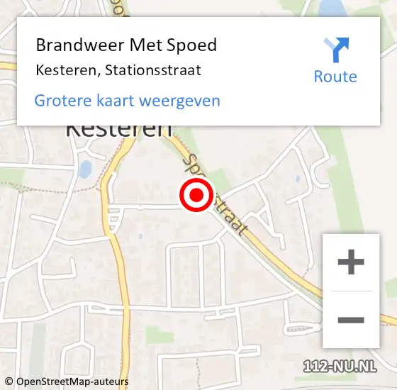 Locatie op kaart van de 112 melding: Brandweer Met Spoed Naar Kesteren, Stationsstraat op 29 september 2022 14:16