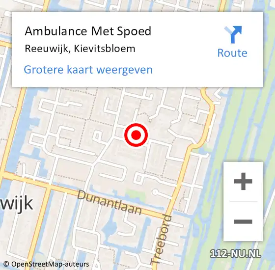 Locatie op kaart van de 112 melding: Ambulance Met Spoed Naar Reeuwijk, Kievitsbloem op 29 september 2022 14:17