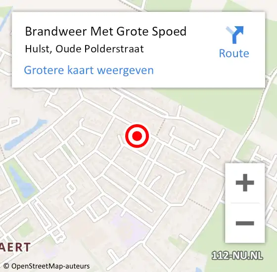 Locatie op kaart van de 112 melding: Brandweer Met Grote Spoed Naar Hulst, Oude Polderstraat op 29 september 2022 14:17