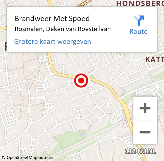 Locatie op kaart van de 112 melding: Brandweer Met Spoed Naar Rosmalen, Deken van Roestellaan op 29 september 2022 14:34