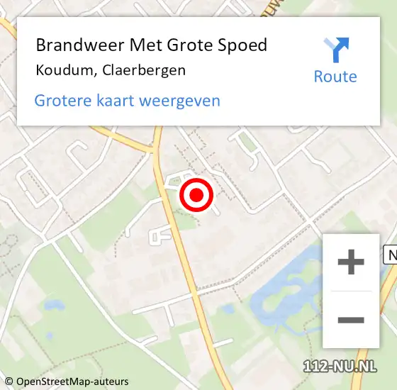 Locatie op kaart van de 112 melding: Brandweer Met Grote Spoed Naar Koudum, Claerbergen op 29 september 2022 14:39