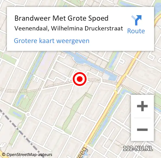 Locatie op kaart van de 112 melding: Brandweer Met Grote Spoed Naar Veenendaal, Wilhelmina Druckerstraat op 29 september 2022 14:59