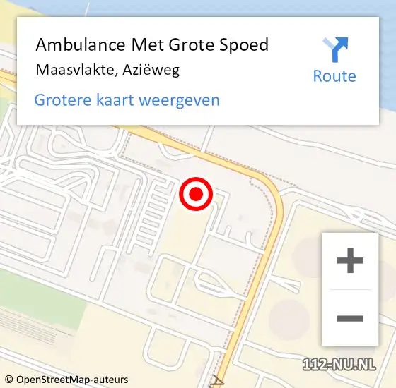 Locatie op kaart van de 112 melding: Ambulance Met Grote Spoed Naar Maasvlakte, Aziëweg op 29 september 2022 15:07