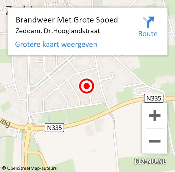 Locatie op kaart van de 112 melding: Brandweer Met Grote Spoed Naar Zeddam, Dr.Hooglandstraat op 29 september 2022 15:26