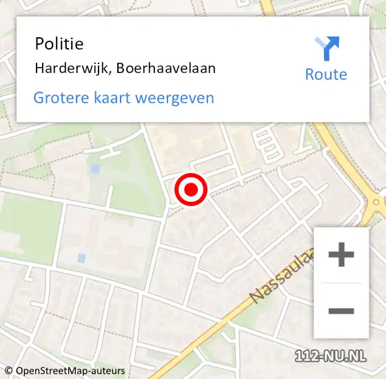 Locatie op kaart van de 112 melding: Politie Harderwijk, Boerhaavelaan op 29 september 2022 15:27