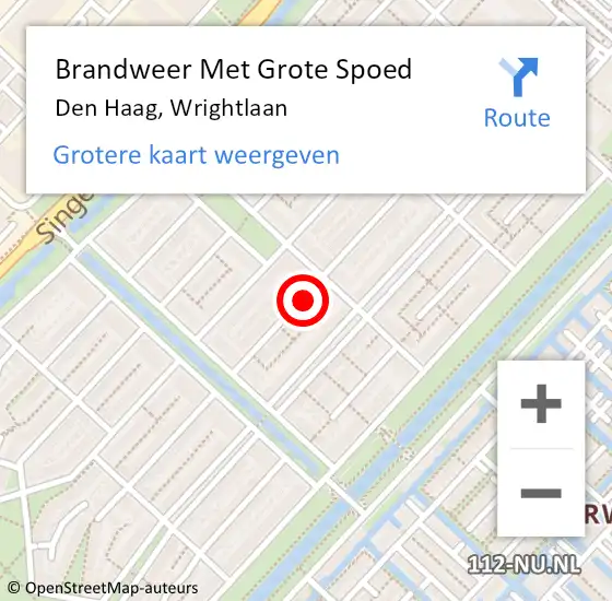 Locatie op kaart van de 112 melding: Brandweer Met Grote Spoed Naar Den Haag, Wrightlaan op 29 september 2022 15:31