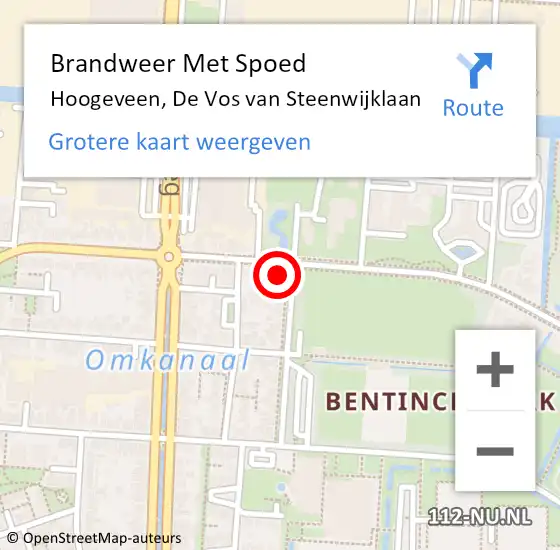 Locatie op kaart van de 112 melding: Brandweer Met Spoed Naar Hoogeveen, De Vos van Steenwijklaan op 29 september 2022 15:53