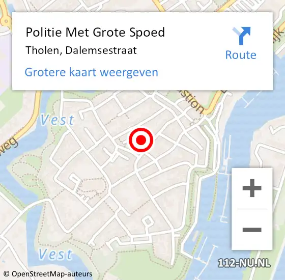 Locatie op kaart van de 112 melding: Politie Met Grote Spoed Naar Tholen, Dalemsestraat op 29 september 2022 16:26